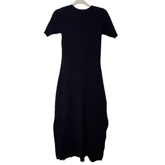 Frame Twist-Front Ribbed Navy Knit MIDI Dress Sz M - Picture 2 of 8
